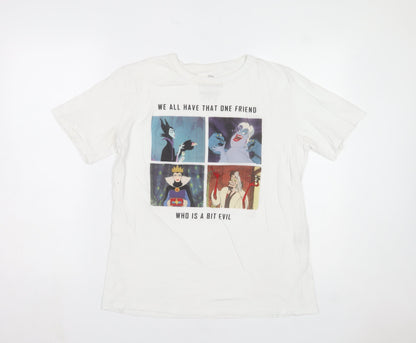 Pull&Bear Disney Villains White Women's T-Shirt Size 12 Short Sleeve
