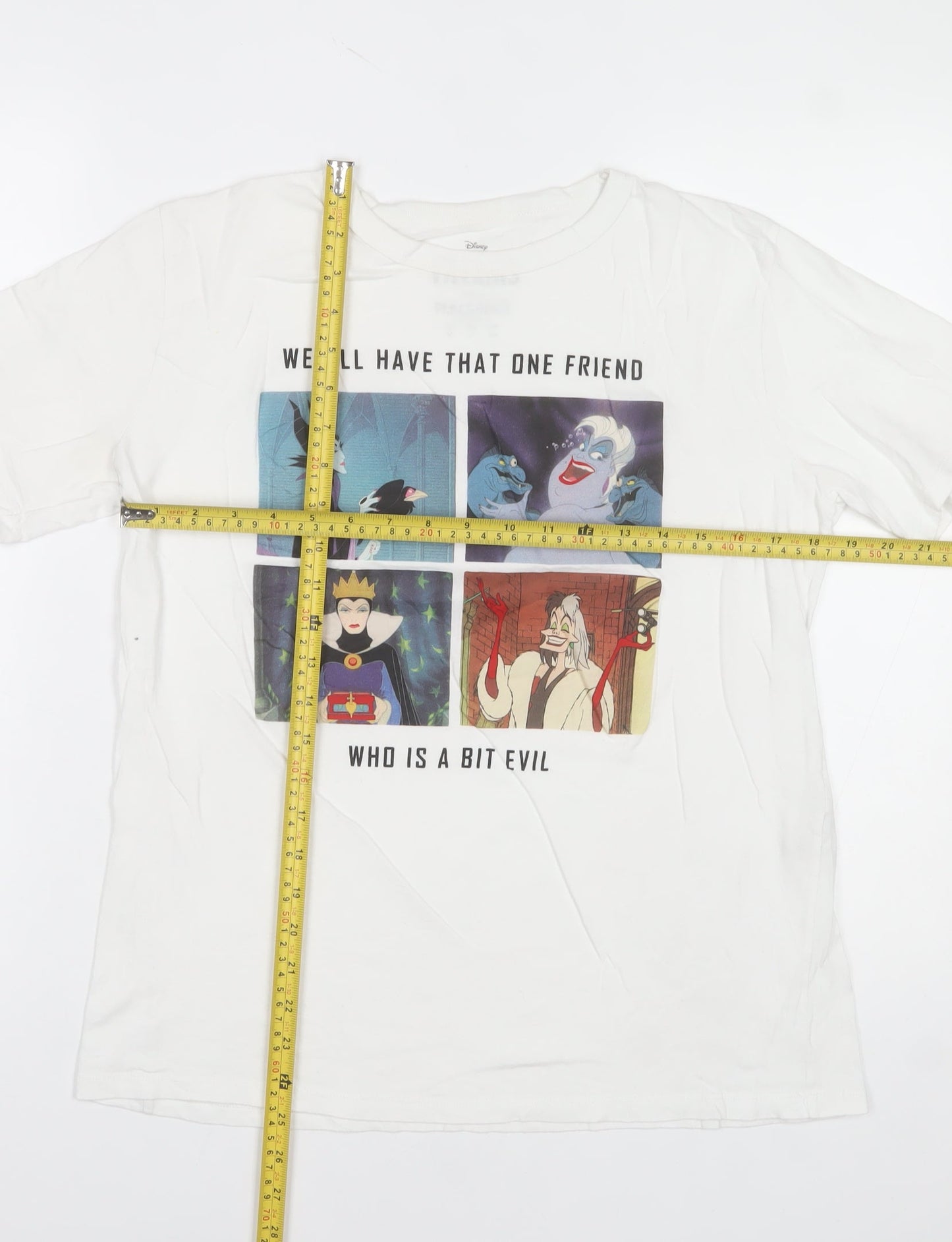 Pull&Bear Disney Villains White Women's T-Shirt Size 12 Short Sleeve