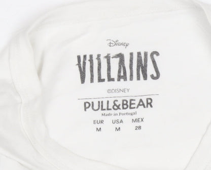 Pull&Bear Disney Villains White Women's T-Shirt Size 12 Short Sleeve