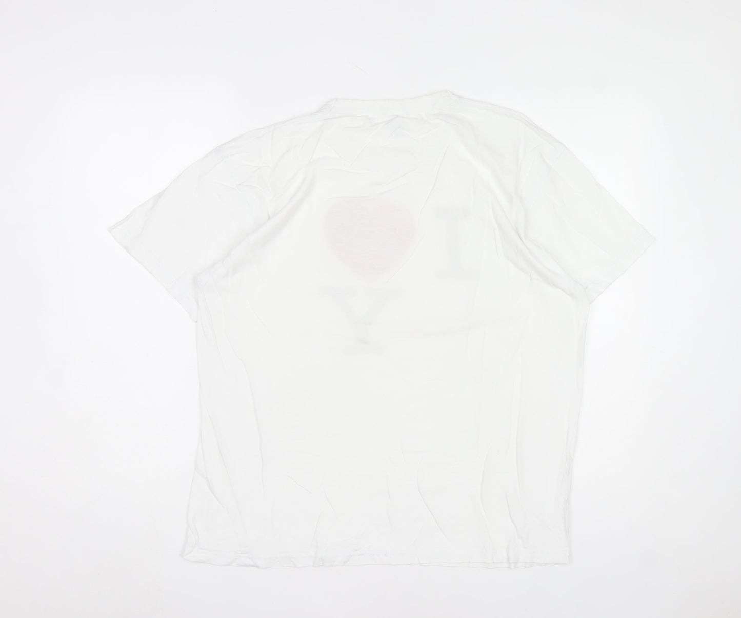 Starworld Women White I Love NY Cotton T-Shirt L Short Sleeve