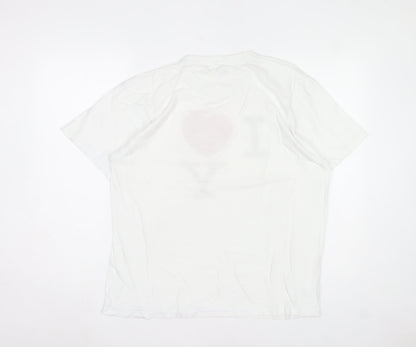 Starworld Women White I Love NY Cotton T-Shirt L Short Sleeve