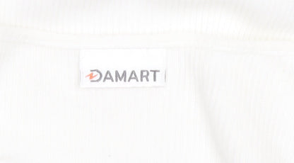Damart Womens White L Cotton Embroidered Short Sleeve T-Shirt