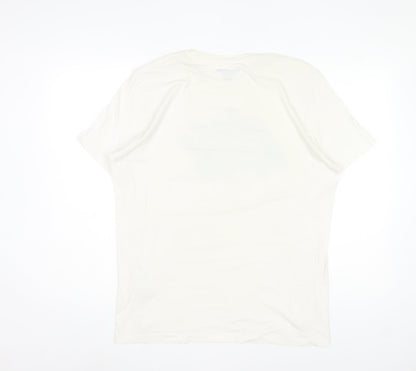 Jack & Jones Men's White Graphic Print T-Shirt Size L Regular Fit