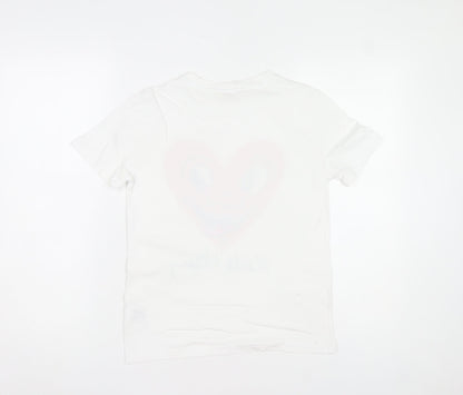 H&M Girls White Keith Haring Graphic T-Shirt 11-12 Years Cotton