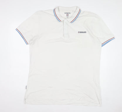 Lambretta Men's White Twin Tipped Polo Shirt 2XL Retro Mod Style