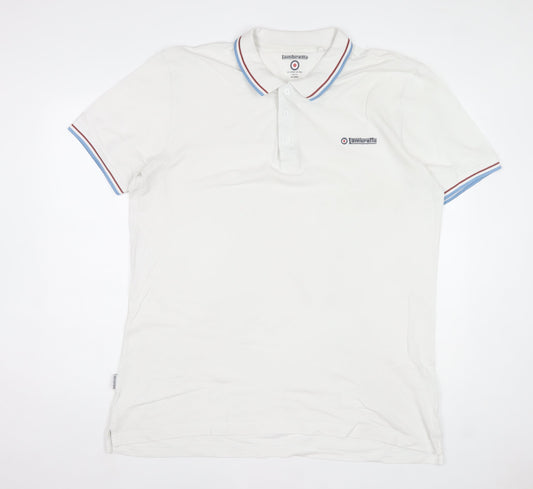 Lambretta Men's White Twin Tipped Polo Shirt 2XL Retro Mod Style
