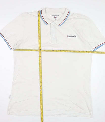 Lambretta Men's White Twin Tipped Polo Shirt 2XL Retro Mod Style