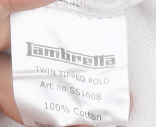 Lambretta Men's White Twin Tipped Polo Shirt 2XL Retro Mod Style