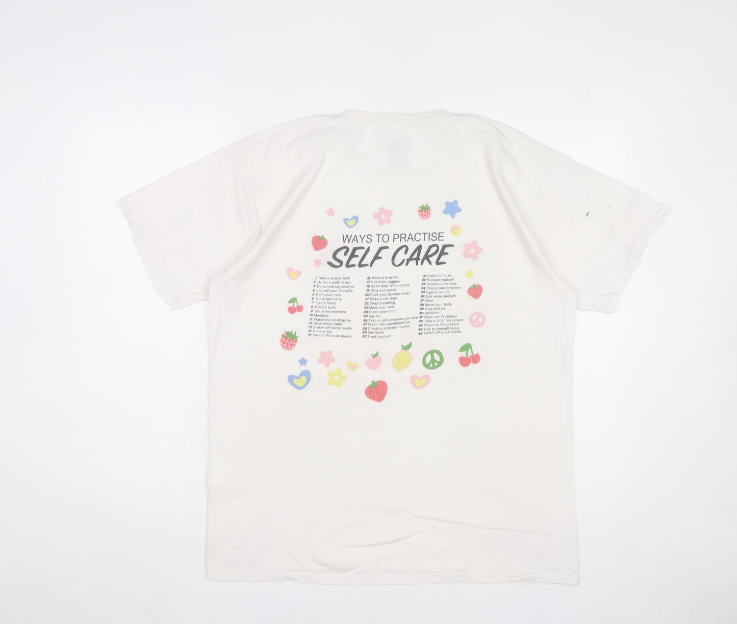Daisy Street Women’s White Self Care Graphic T-Shirt Size 10 M
