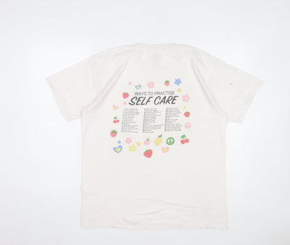 Daisy Street Women’s White Self Care Graphic T-Shirt Size 10 M