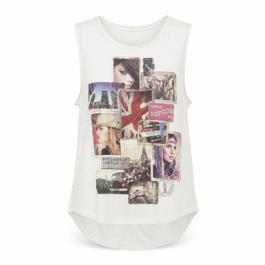 New Look Women’s White Graphic Sleeveless Tank Top UK 10 Viscose