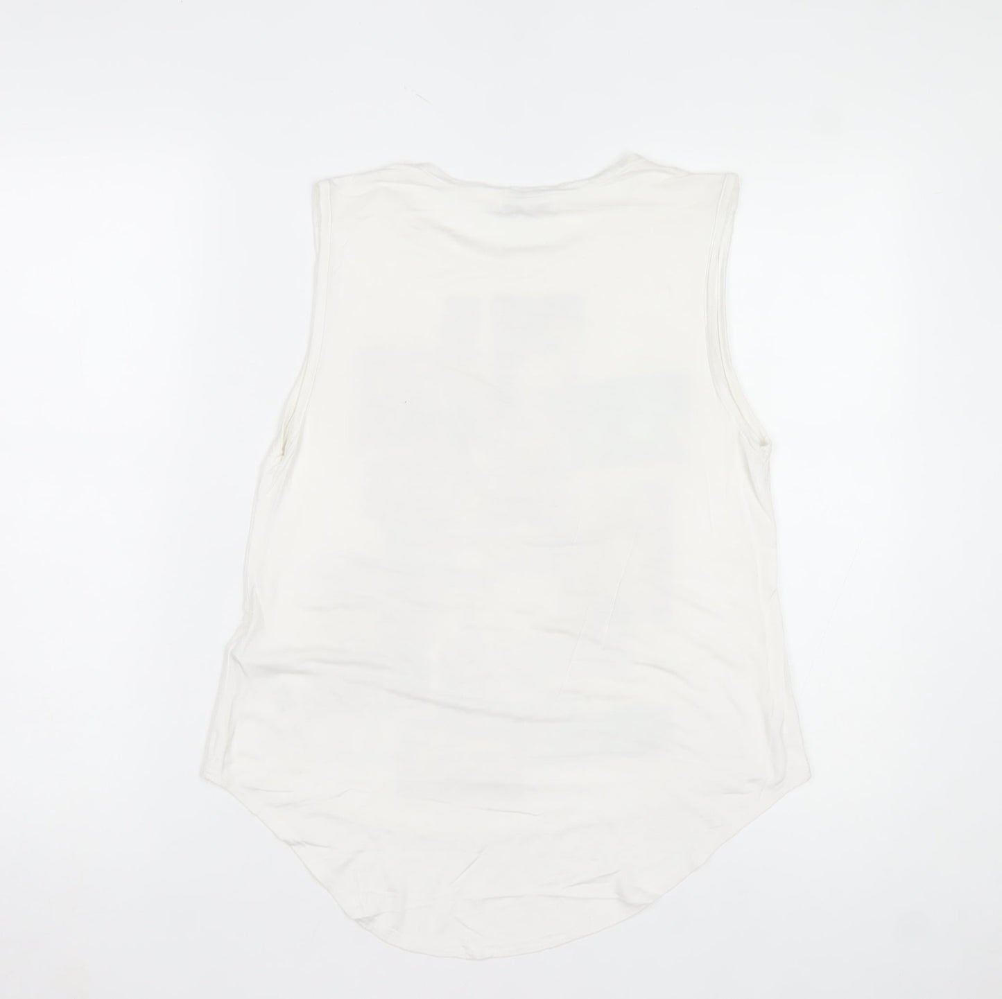 New Look Women’s White Graphic Sleeveless Tank Top UK 10 Viscose