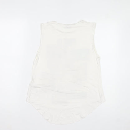 New Look Women’s White Graphic Sleeveless Tank Top UK 10 Viscose