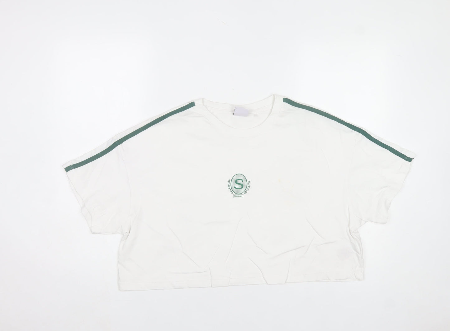 Slazenger Womens White Cropped T-Shirt Size 14 Sports Style