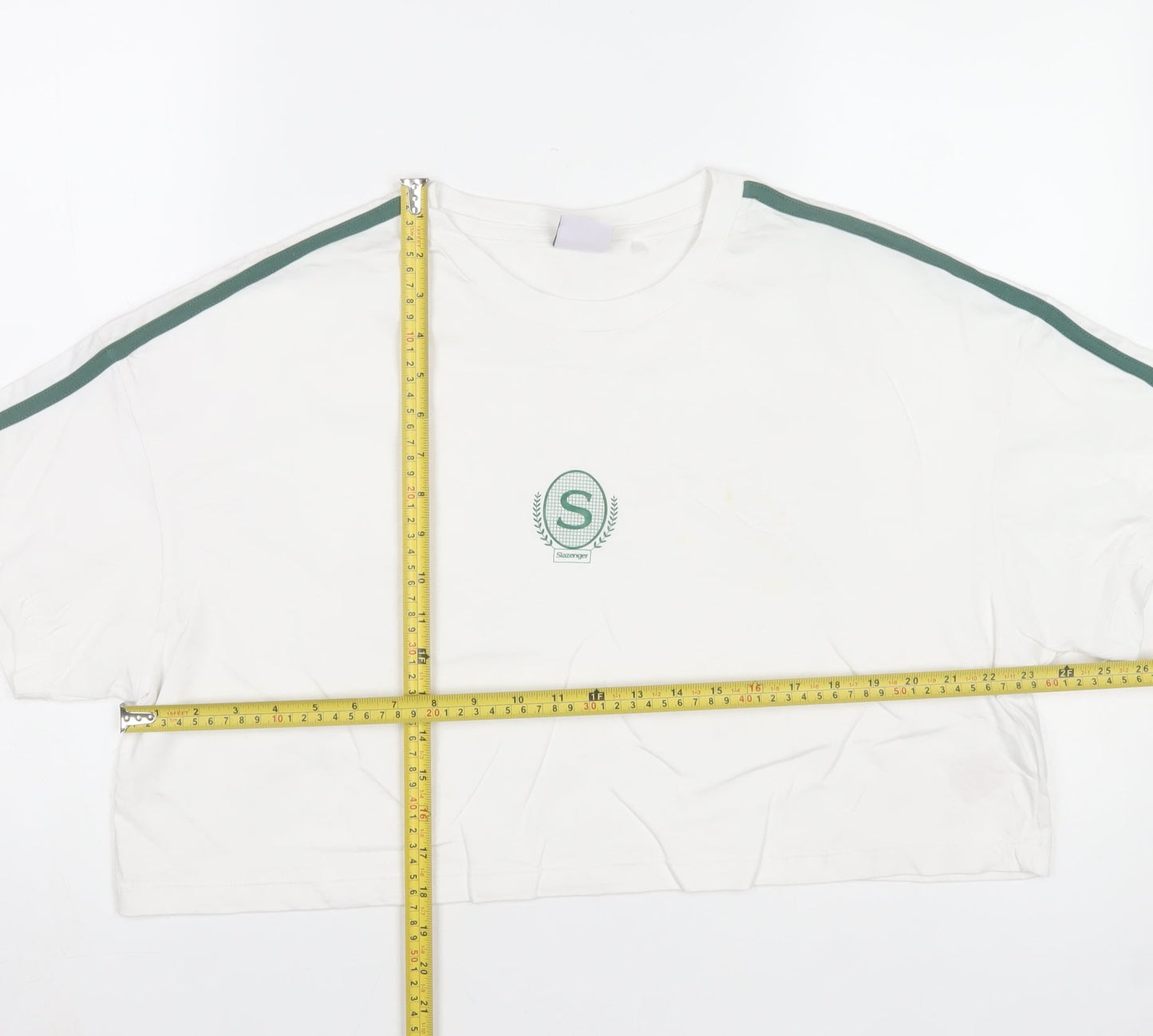 Slazenger Womens White Cropped T-Shirt Size 14 Sports Style