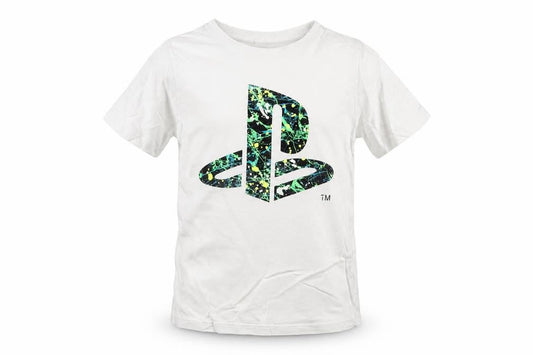 H&M Boys White PlayStation Logo T-Shirt 9-10 Years Regular Fit Cotton