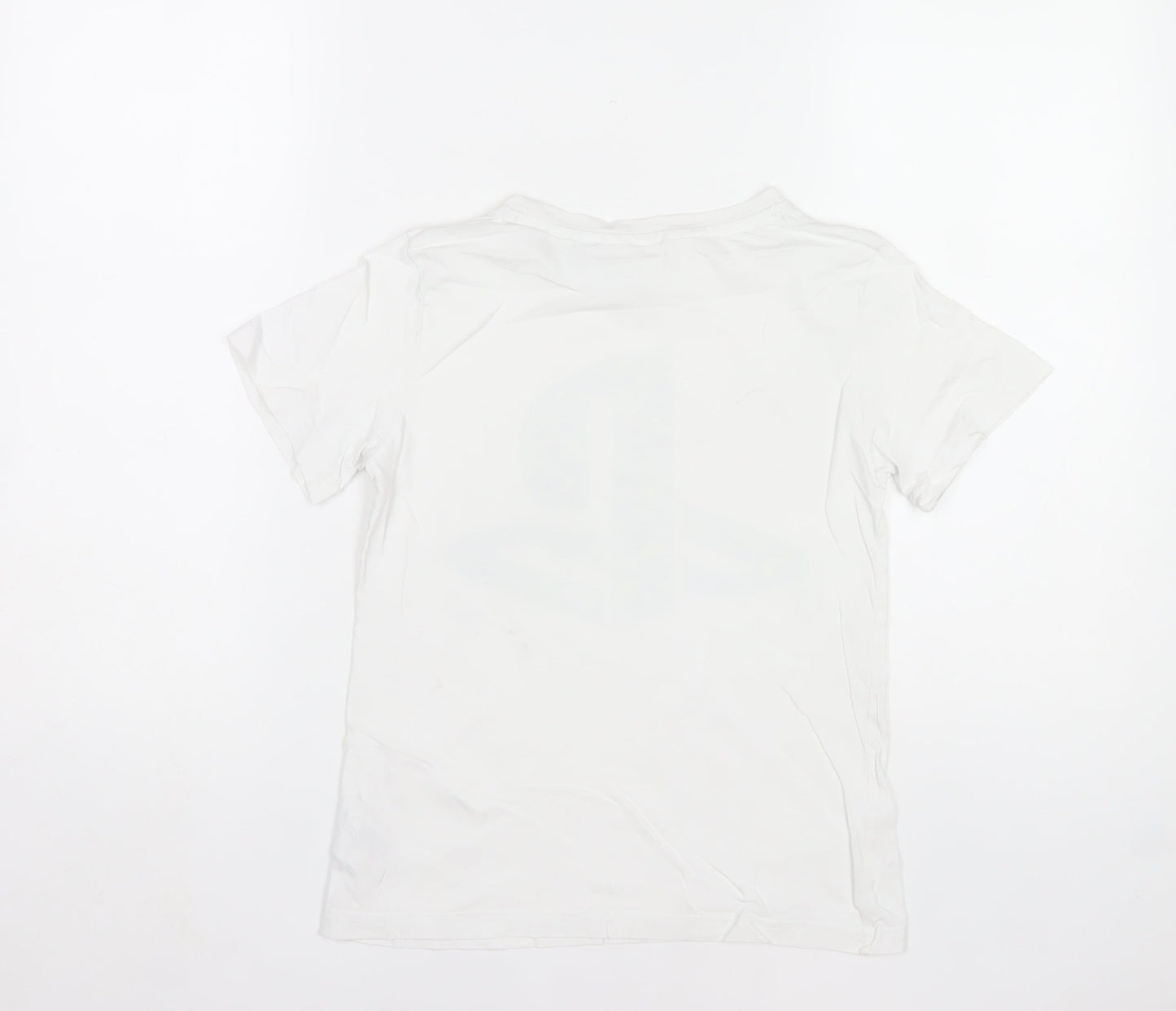 H&M Boys White PlayStation Logo T-Shirt 9-10 Years Regular Fit Cotton