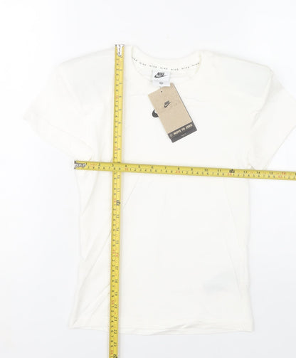 Nike Women's White XS Basic Crew Neck Cotton T-Shirt