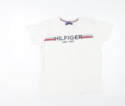 Tommy Hilfiger Men's White Logo Graphic Cotton T-Shirt Size S