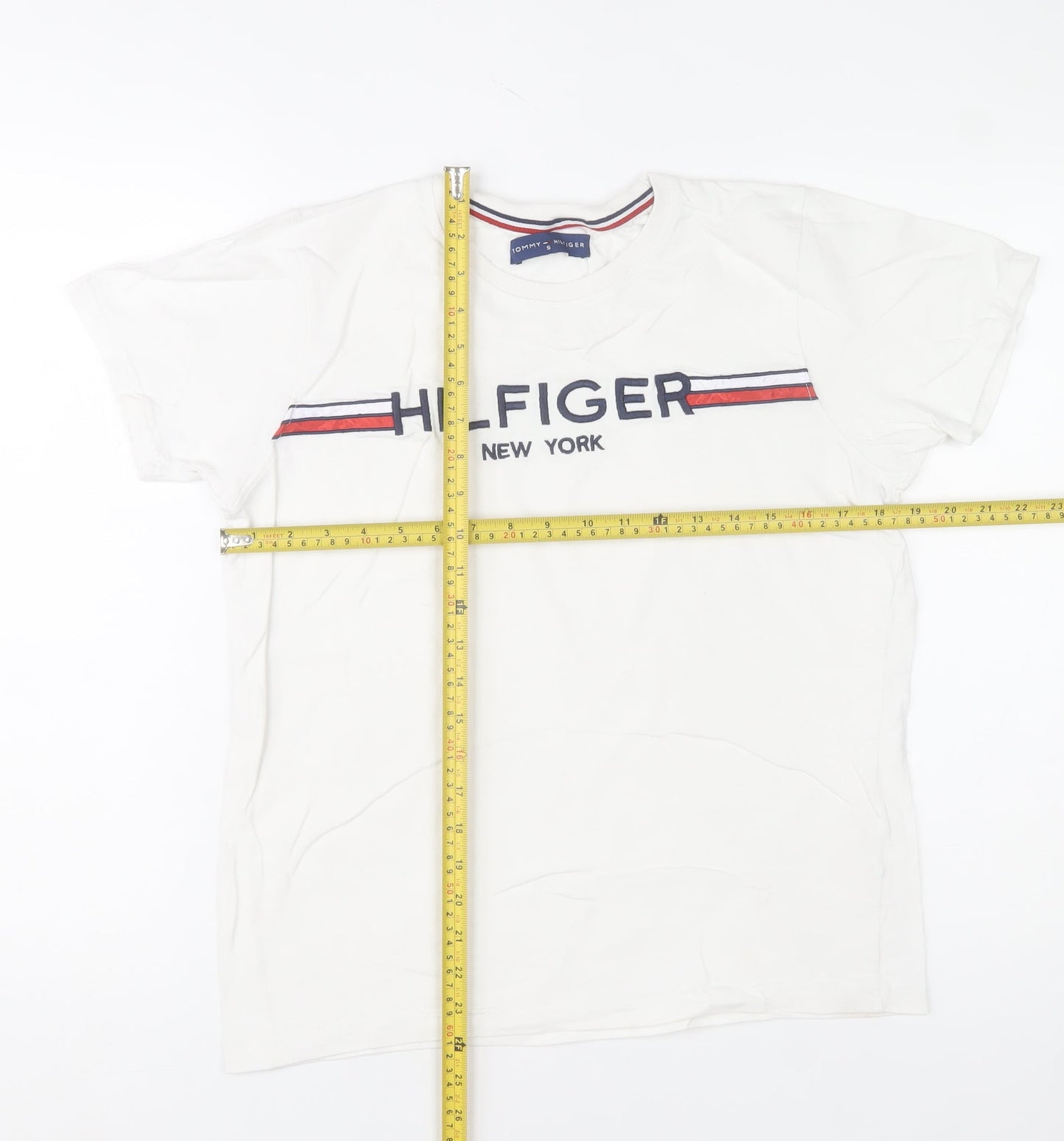 Tommy Hilfiger Men's White Logo Graphic Cotton T-Shirt Size S
