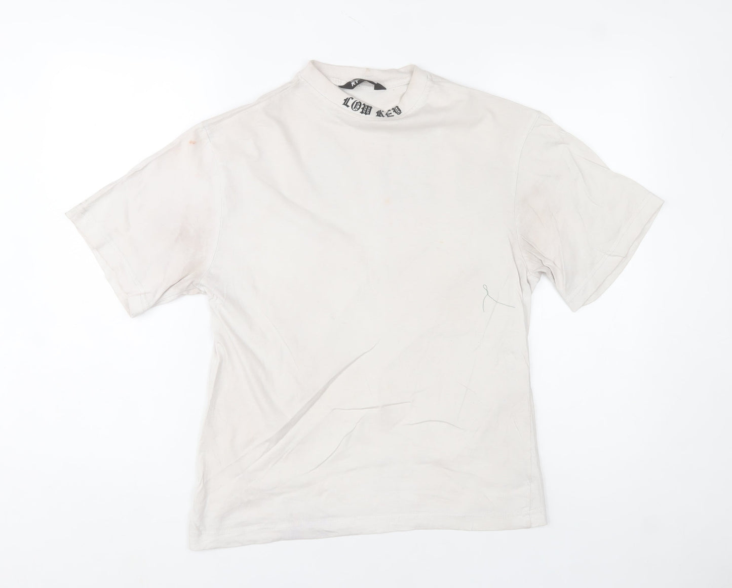 mrp Men’s White Relaxed Fit LOW KEY Graphic T-Shirt Size S