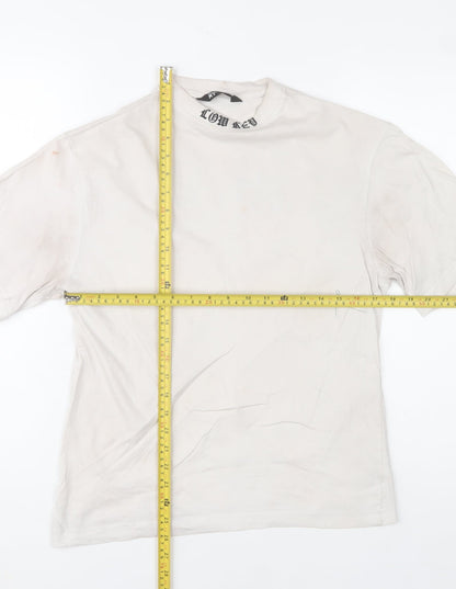 mrp Men’s White Relaxed Fit LOW KEY Graphic T-Shirt Size S