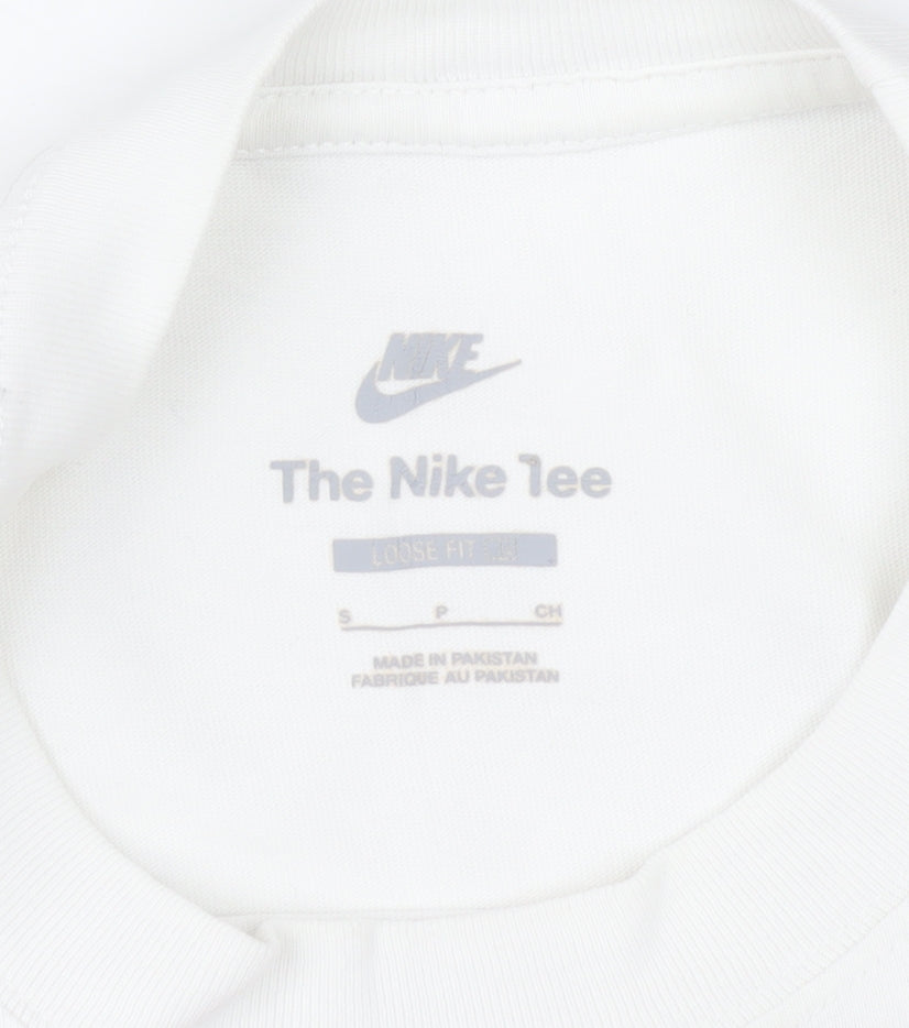 Nike Men's White Graphic Loose Fit Cotton T-Shirt Size S