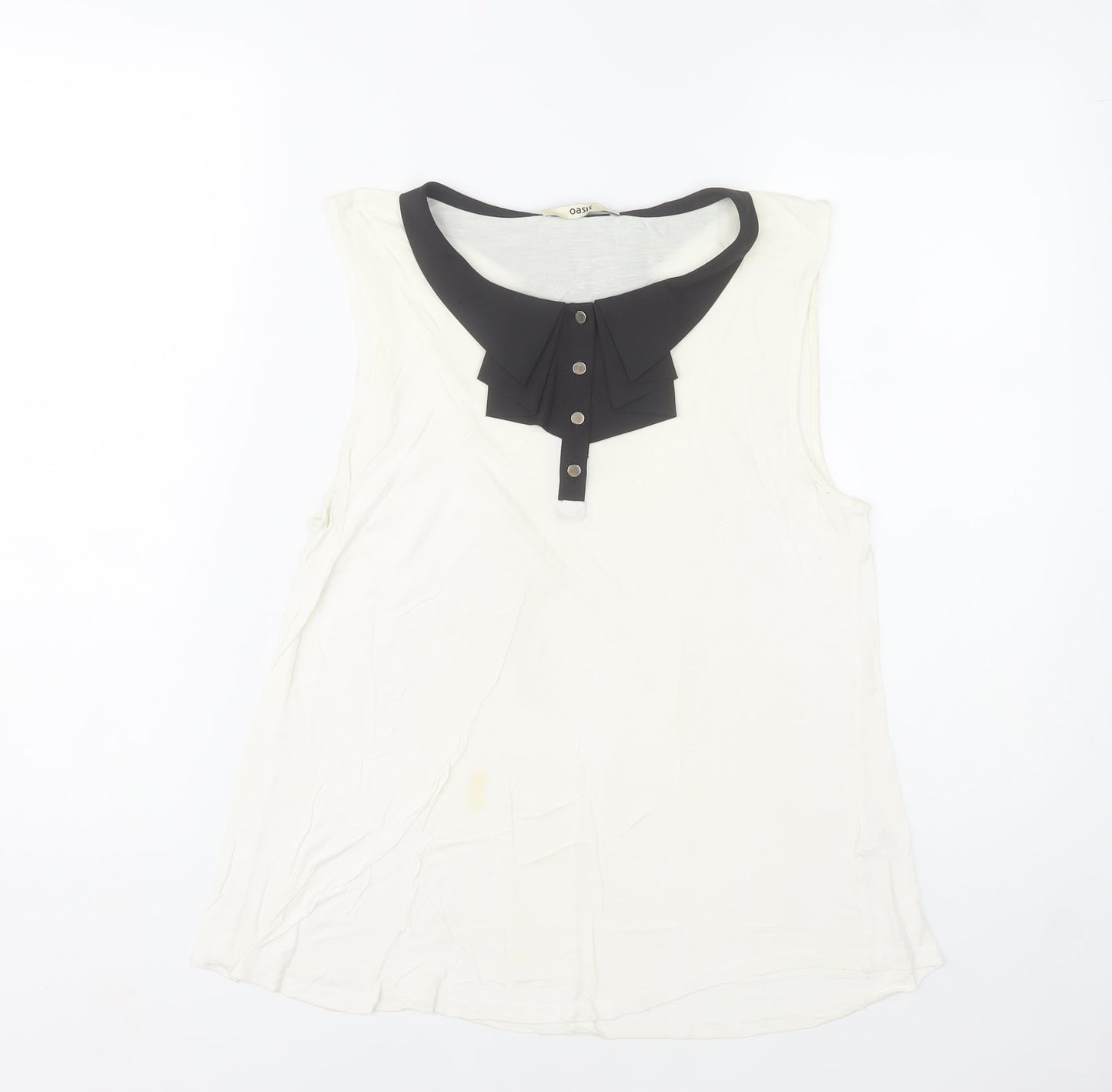 Oasis Women’s Ivory Sleeveless Collared Blouse Size M
