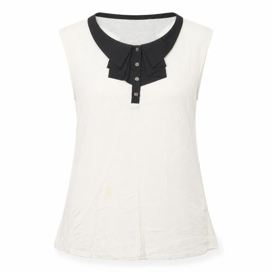 Oasis Women’s Ivory Sleeveless Collared Blouse Size M