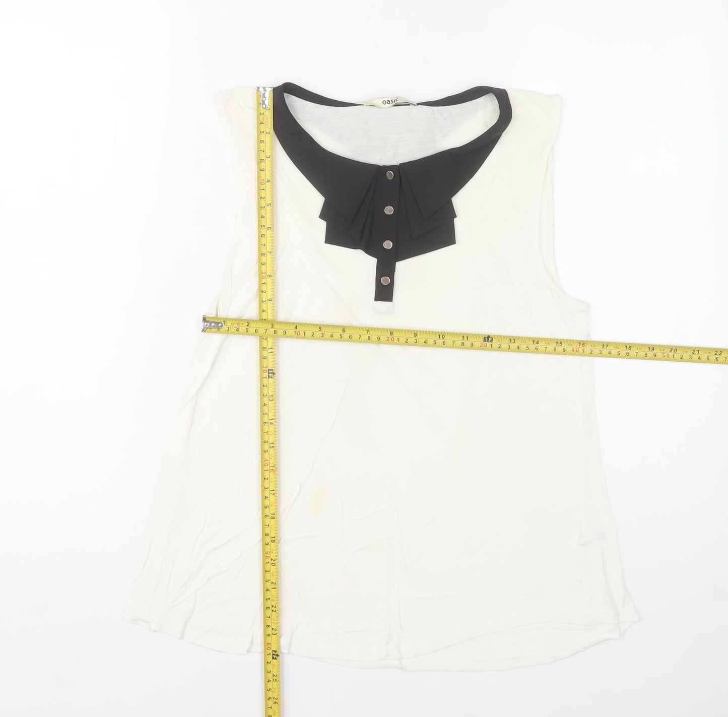 Oasis Women’s Ivory Sleeveless Collared Blouse Size M