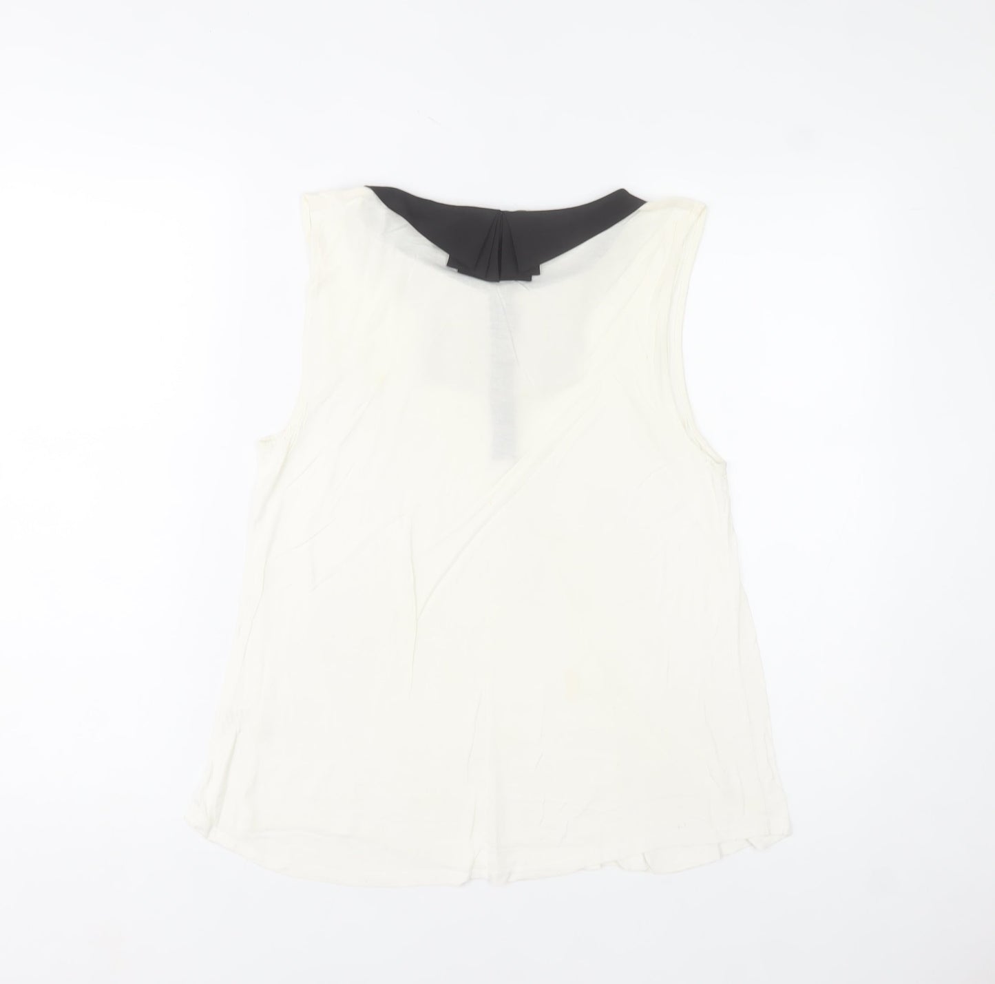 Oasis Women’s Ivory Sleeveless Collared Blouse Size M