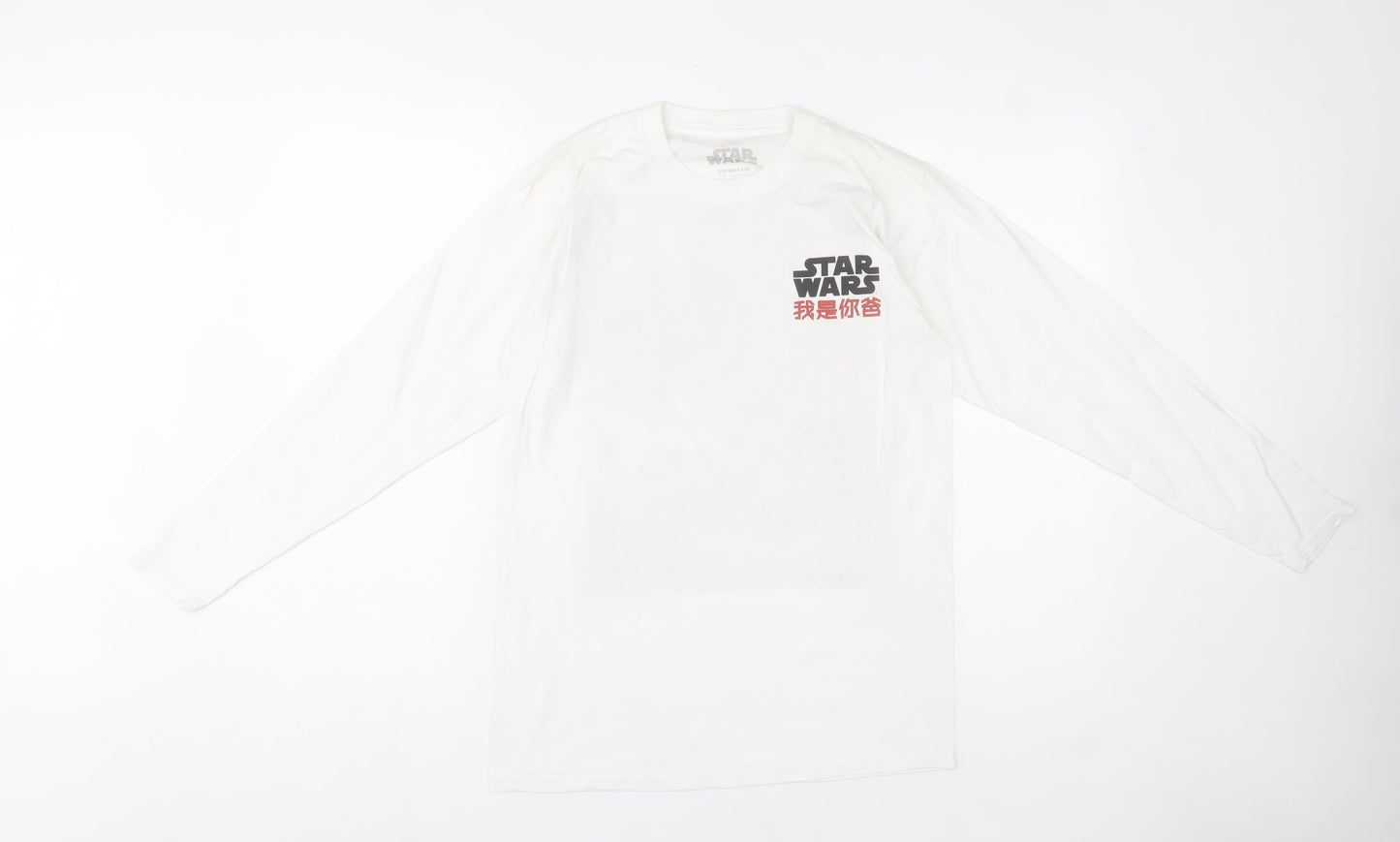 Star Wars Men's White Small Long Sleeve Graphic T-Shirt Darth Vader