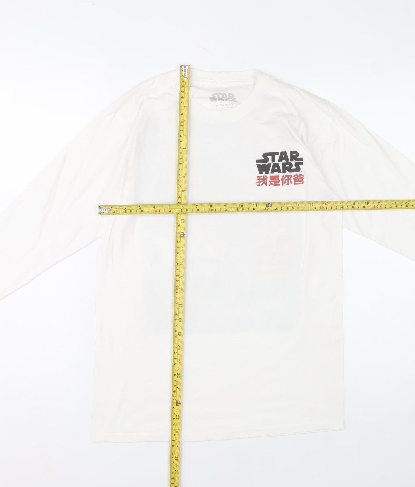 Star Wars Men's White Small Long Sleeve Graphic T-Shirt Darth Vader