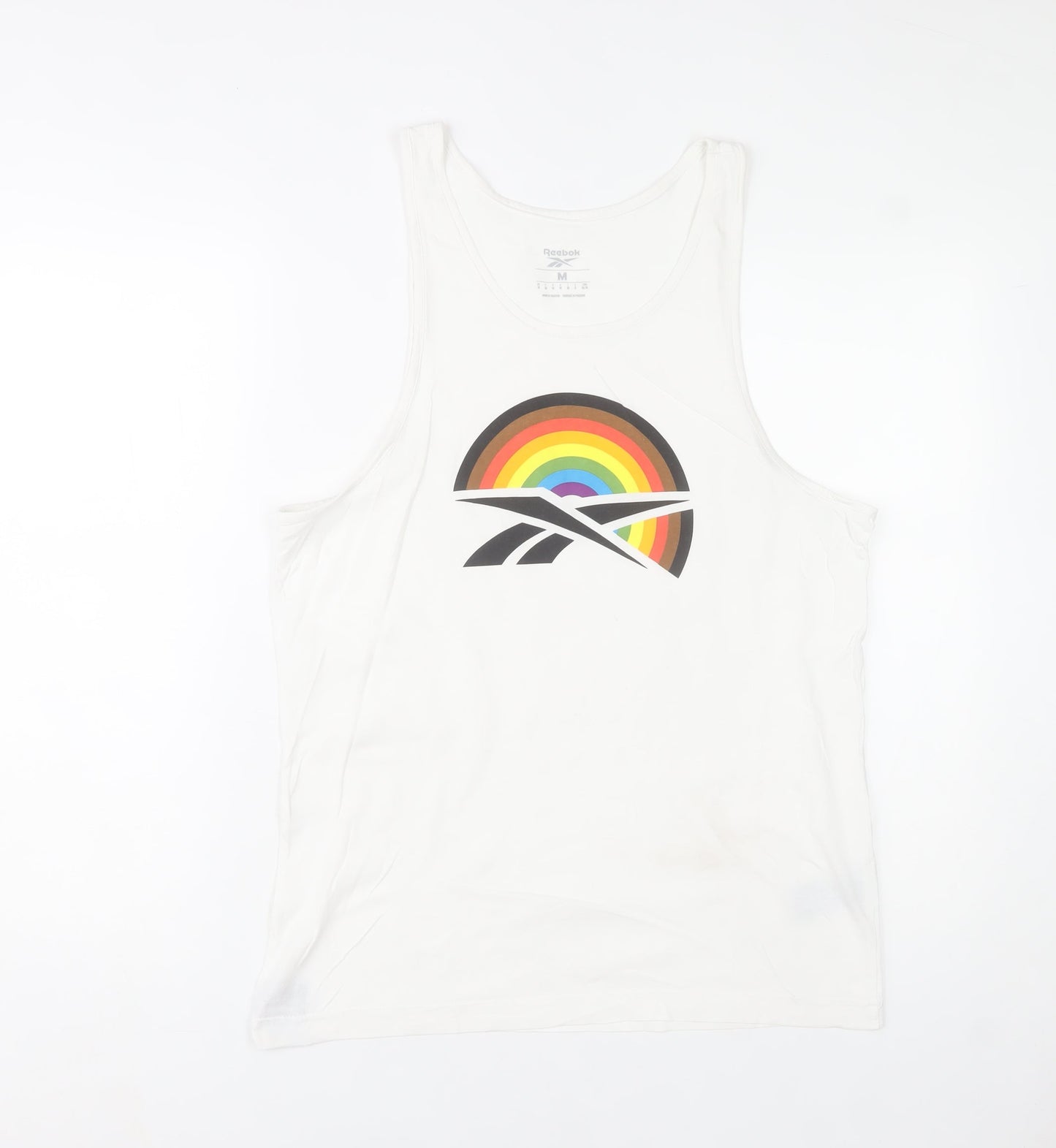 Reebok Men's White Rainbow Graphic Sleeveless T-Shirt M