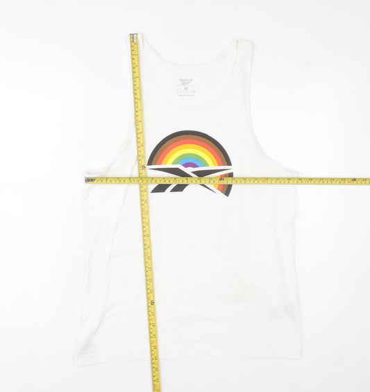 Reebok Men's White Rainbow Graphic Sleeveless T-Shirt M