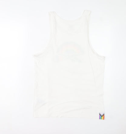 Reebok Men's White Rainbow Graphic Sleeveless T-Shirt M