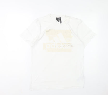 Adidas Men's White Crew Neck Graphic Print T-Shirt Size S