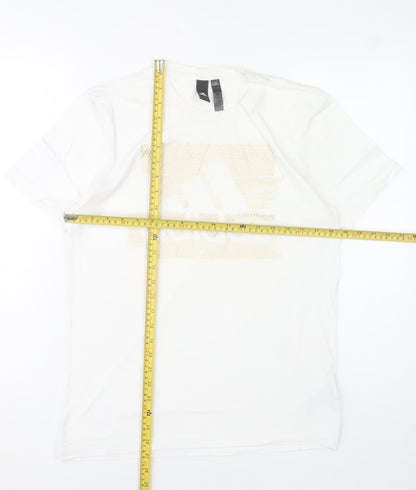 Adidas Men's White Crew Neck Graphic Print T-Shirt Size S