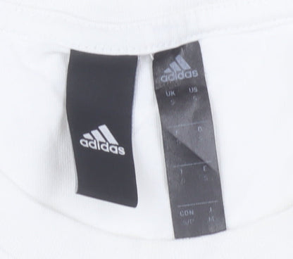 Adidas Men's White Crew Neck Graphic Print T-Shirt Size S