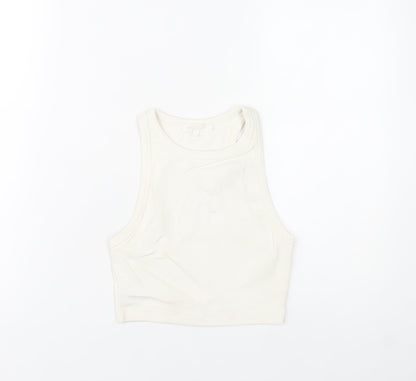 Angelle Collection Women's Ivory Cropped Racerback Tank Top Size S