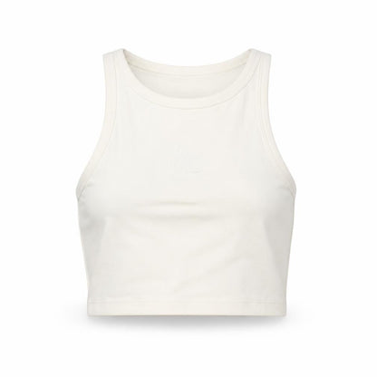 Angelle Collection Women's Ivory Cropped Racerback Tank Top Size S