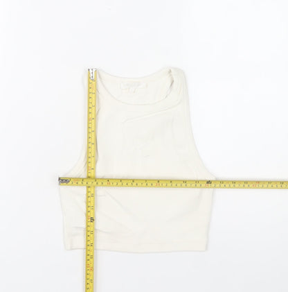 Angelle Collection Women's Ivory Cropped Racerback Tank Top Size S