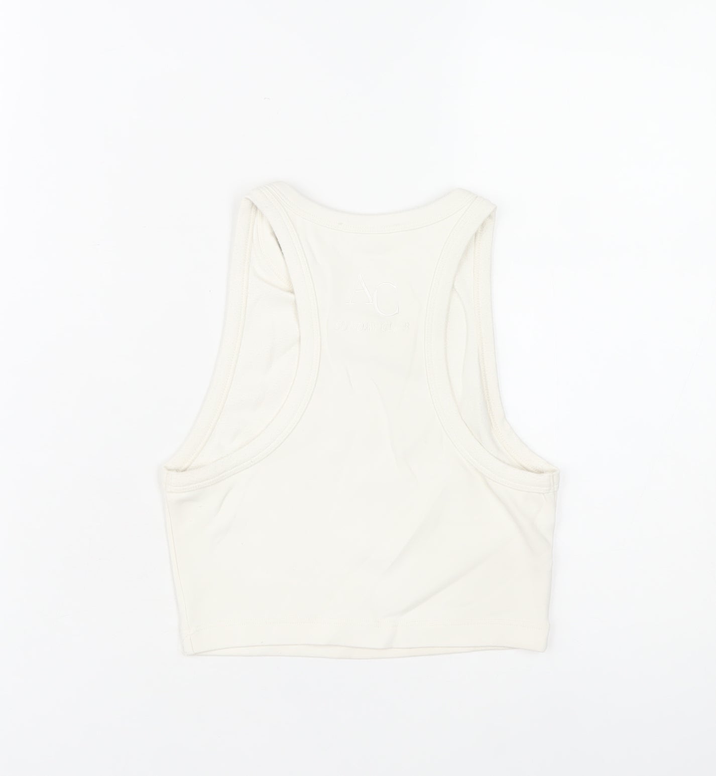 Angelle Collection Women's Ivory Cropped Racerback Tank Top Size S