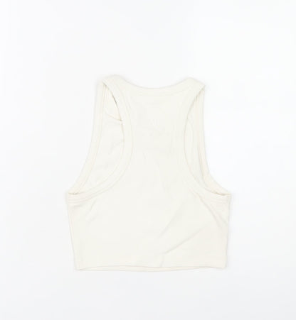 Angelle Collection Women's Ivory Cropped Racerback Tank Top Size S