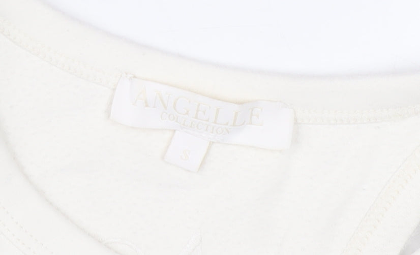 Angelle Collection Women's Ivory Cropped Racerback Tank Top Size S