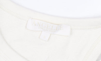 Angelle Collection Women's Ivory Cropped Racerback Tank Top Size S