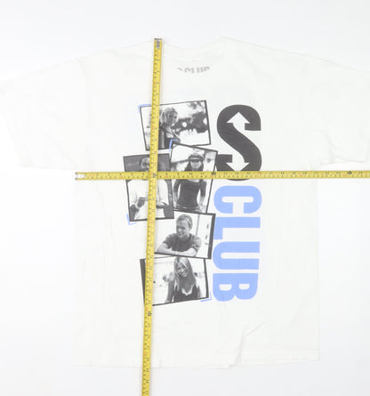 S Club Women's White L T-Shirt 2023 Tour Graphic Cotton Top