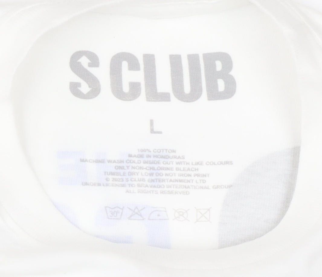 S Club Women's White L T-Shirt 2023 Tour Graphic Cotton Top