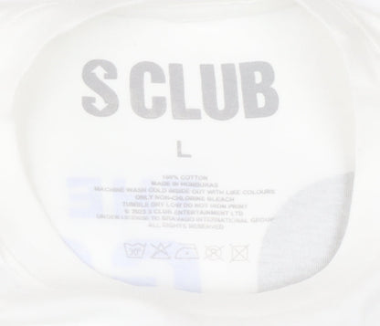 S Club Women's White L T-Shirt 2023 Tour Graphic Cotton Top