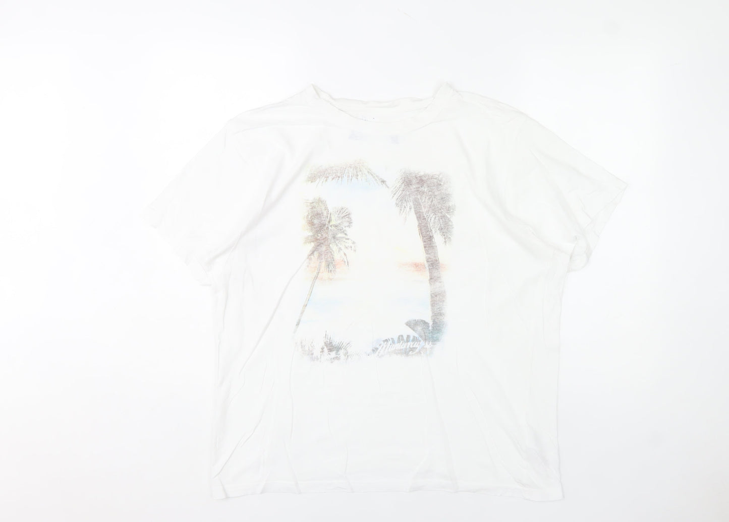 Mantaray Men’s White Medium Cotton Beach Graphic T-Shirt